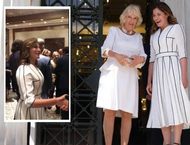 Με ίδιο φόρεμα σε 2 επίσημες εμφανίσεις η Μπαζιάνα - Το είχε φορέσει και με την Καμίλα (βίντεο-φώτο)